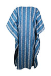 Women's Caftan Dress, Blue Printed Travel, Cruise, Beach Cover Up, Resort Dress One Size