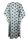 Womens Printed Tunic Kaftan Dress White blue Floral Printed Cotton Caftan Dresses S/M/L