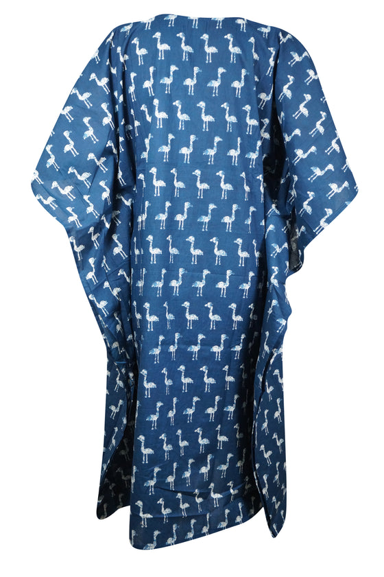 Boho Cotton Summer Kaftan Dress Muumuu Printed Midi Caftan, Beach Dresses S/M/L
