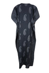 Muumuu Black Paisley Print kaftan Maxi dress, Women Maxi caftan Dresses One size