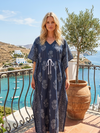 Women’s Boho Kaftan Dress – Black Kimono Maxi for Summer Travel & Lounge  S/M/L