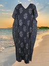 Womens Kaftan Maxi Dress, Travel Kaftan, Black Kimono Summer Dresses S/M/L