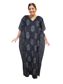  Women's Black Kimono Kaftan Maxi Dress, Summer Travel Loungewear S/M/L