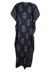 Womens Kaftan Maxi Dress, Travel Kaftan, Black Kimono Summer Dresses S/M/L