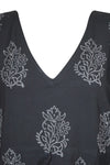Womens Resort Wear Caftan, Cruise Maxi Dress, Black Floral Kimono Kaftan Dress S/M/L