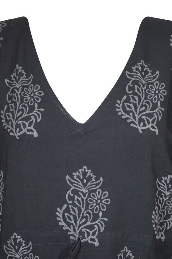 Womens Resort Wear Caftan, Cruise Maxi Dress, Black Floral Kimono Kaftan Dress S/M/L