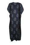 Womens Resort Wear Caftan, Cruise Maxi Dress, Black Floral Kimono Kaftan Dress S/M/L