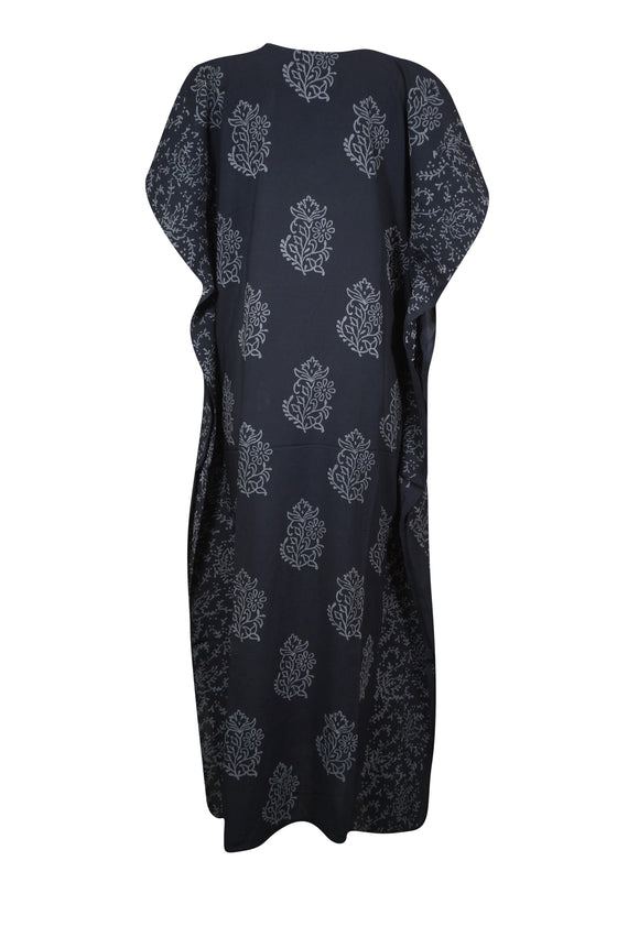 Womens Resort Wear Caftan, Cruise Maxi Dress, Black Floral Kimono Kaftan Dress S/M/L