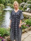 Black Printed Caftan Dress – Bohemian Maxi Kaftan for Vacation & Beachwear  S/M/L