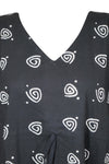 Womens Kaftan Maxi Dress, Beach, Travel Black Printed Long Caftan Dress S/M/L