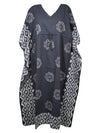 Womens Black Kimono Maxi dress, Beach Kaftan Coverups, Floral Kaftan dress S/M/L