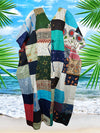 Womens Maxi Kaftan Dress, Patchwork Lounger, Cotton Resort Wear Maxidress One size