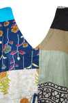 Hippie Boho Patchwork Kaftan, Cotton Kimono Maxidresses, blue Beach kaftan One size