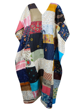 Patchwork Maxi Kaftan Dress, Soft Cotton Caftan, Beach Cover Up, Maxidress One size