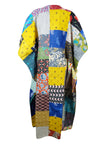 Womens Kaftan Maxi Dress, Oversize Maxidress, Patchwork Cotton Beach Dresses One size