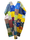 Patchwork Cotton Kaftan Dress, Womens Kimono Maxidress, Summer Cruise Caftan L-3XL