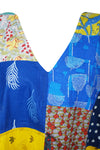 Patchwork Cotton Kaftan Dress, Womens Kimono Maxidress, Summer Cruise Caftan L-3XL