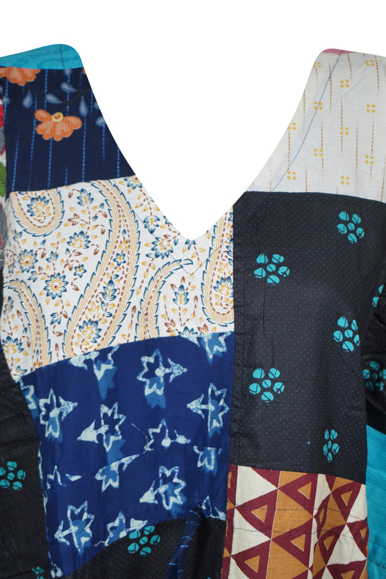 Patchwork kimono Kaftan, Cotton Colorful Maxidress, Beach Resort Wear Kaftan L-3XL