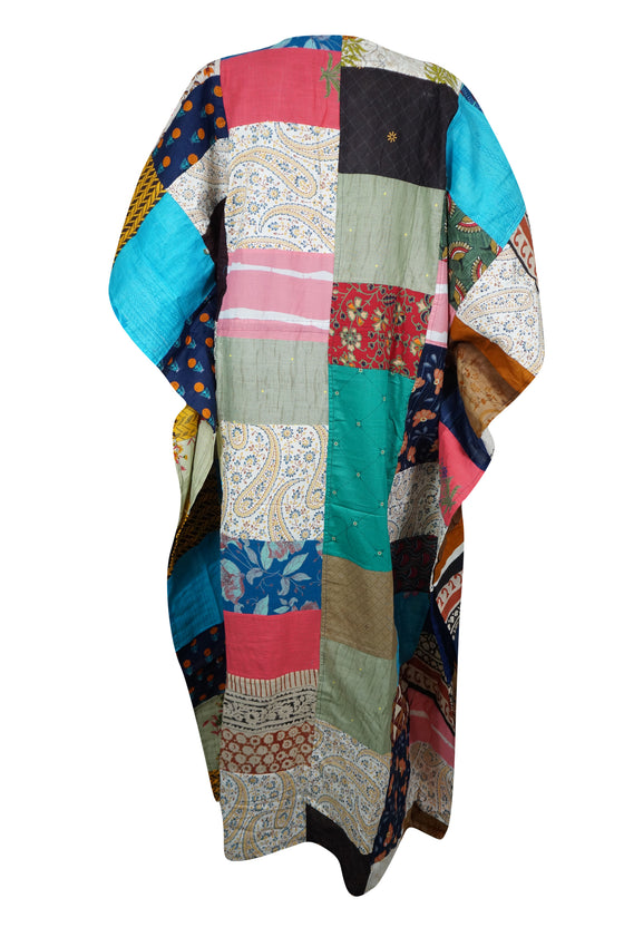 Hippie Printed Cotton Maxi Kaftan Patchwork Maxidress, Cruise, Resort wear L-3X