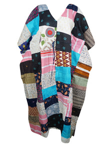  Fall Maxi Floral Print Dress, Patchwork Cotton Beach Kimono Dresses L-3X