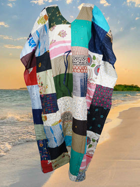 Frankie Style Cotton Muumuu Dress Patchwork Maxi Dresses, Boho Caftan Dress, L-3XL
