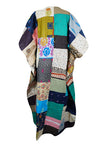 Patchwork Maxidress, Cruise, Bohemian Cotton Dress Fall Boho, Kimono Dresses S/M