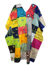 Boho Maxi Dress, With Colorful Patchwork Cotton Floral Beach Dresses, Kimono Dress L-3X