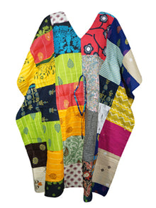  Boho Maxi Dress, With Colorful Patchwork Cotton Floral Beach Dresses, Kimono Dress L-3X