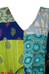 Patchwork Kaftan Maxi Dress, Cotton Boho Printed Beach Maxi Dresses L-3X