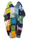 Cotton Maxi Dress, Patchwork Multicolor Floral Print Kaftan, Beach Long Caftan L-3X