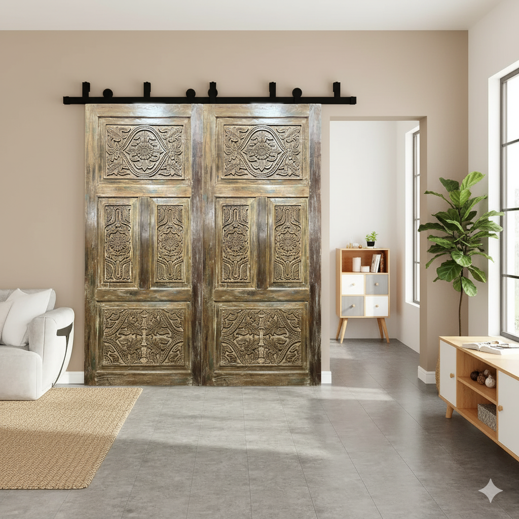  carved double doors