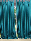 Pair of Blue Curtain Panels – Handmade Tab Top Drapes for Refreshing Bedroom Décor