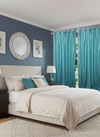 2 Sea Blue Velvet Curtains – Handmade Tab Top Drapes, Luxurious Textured Window Panel