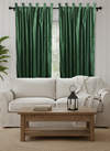 2 Green Velvet Curtains – Handmade Tab Top Drapes for Windows, Luxurious Textured Drapes