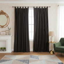  Pair of Brown Crushed Velvet Curtains – Elegant Tab Top Drapes for Living Room & Bedroom108