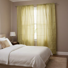  Pair of Indian Sari Curtains – Ivory Gold Handmade Bed Canopy & Window Drapes