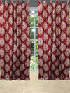 Textured Boho Curtain Pair – Red Tab Top Drapes for Cozy Bedroom Décor 