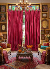 2 Pink Sari Curtains – Handmade Rod Pocket Drapes for Windows 
