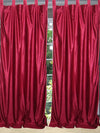 2 Pink Velvet Texture Curtains – Handmade Tab Top Drapes for Windows