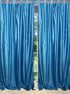 Pair of Sky Blue Curtain Panels – Handmade Tab Top Drapes for Refreshing Bedroom Décor