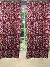 2 Red Velvet Curtains – Handmade Tab Top Drapes, Luxurious Textured Window Panels
