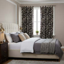  Brown Leaf Scroll Living Room Curtains – Tab Top Window Panels for Elegant Home Décor, 84