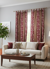 Textured Boho Curtain Pair – Red & Brown Tab Top Drapes for Cozy Home Décor