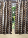 Textured Boho Curtain Pair – Green & Beige Tab Top Drapes for Cozy Bedroom Décor 