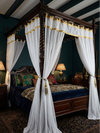Pair of Snowflake White Sari Curtains – Indi Boho Sheer Tab Top Bed Canopy Curtains