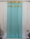 Pair of Sheer Blue Window Curtains with Gold Tab Top – Elegant Bed Canopy & Home Décor Drapes