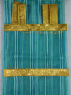 Pair of Sheer Blue Window Curtains with Gold Tab Top – Elegant Bed Canopy & Home Décor Drapes