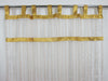 Pair of Boho Sheer Curtains | White Striped Drapes with Gold Tabs & Bed Canopy  84