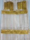 Pair of Boho Sheer Curtains | White Striped Drapes with Gold Tabs & Bed Canopy  84
