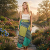 Olive Green Cotton Wrap Around Skirt – Patchwork Boho Midi Skirt | Handmade Gypsy XL